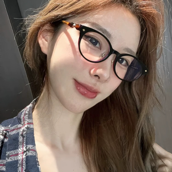 中古风板材书呆子眼镜架女可配近视度数土星蝴蝶结素颜椭圆框眼镜