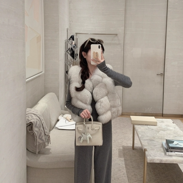 1987fur狐狸毛皮草外套女整皮马甲2025年新款小个子短款