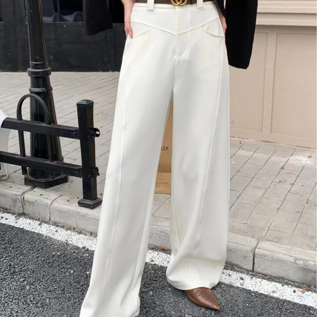 【工厂直发】秋季新款高腰休闲直筒宽松女装西装裤女夏季女装西装裤