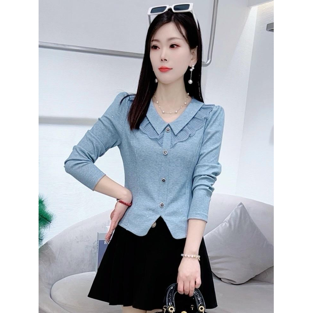 长袖T恤女气质v领外穿秋衣2025年新款时尚显瘦减龄百搭上衣打底衫