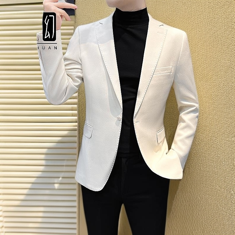 居幻高级感西装外套男士春秋款痞帅修身2025爆款休闲时尚西服男款