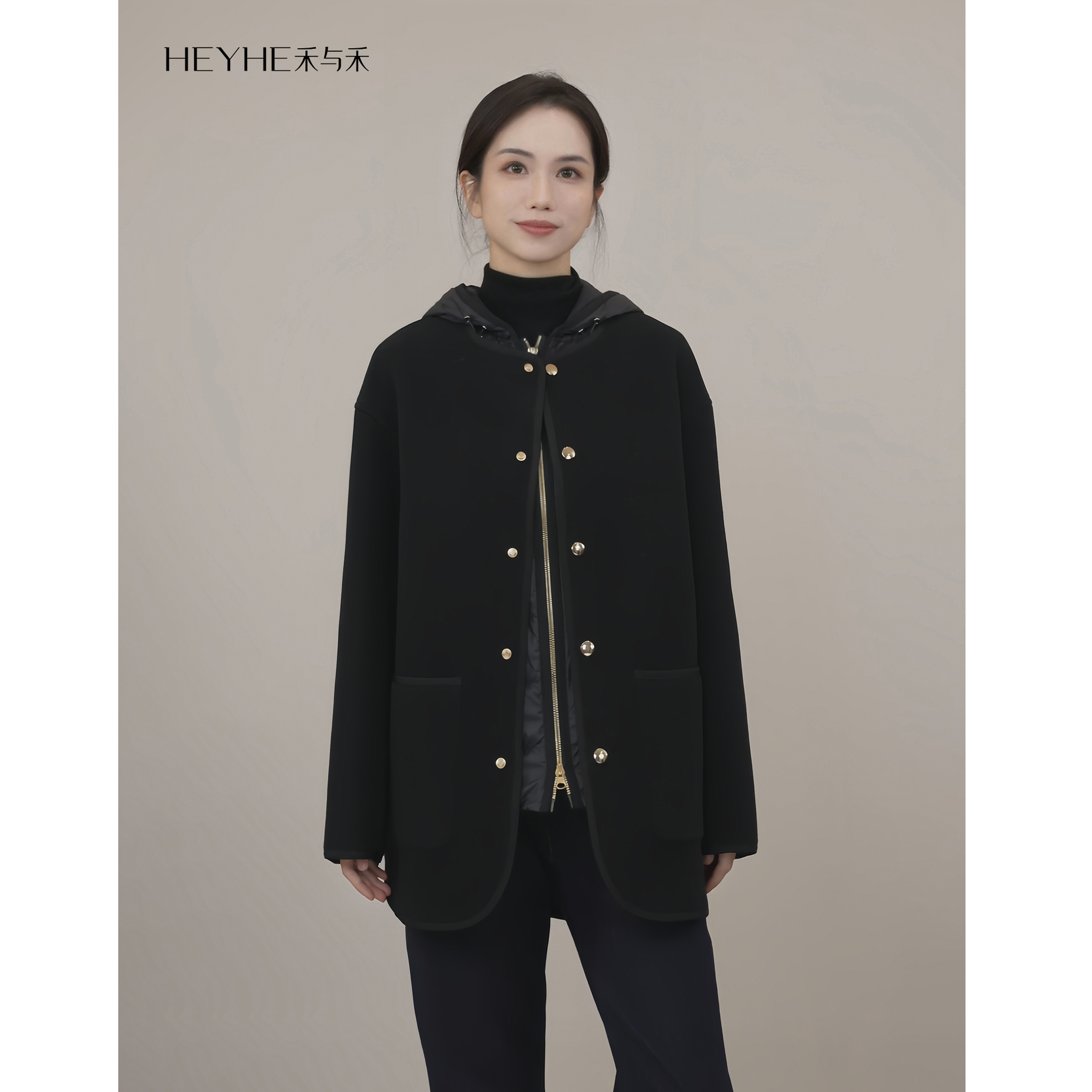 小禾【羽皇大衣】95白鹅绒羊绒羊毛鹅绒服大衣小个子秋冬款毛呢外套