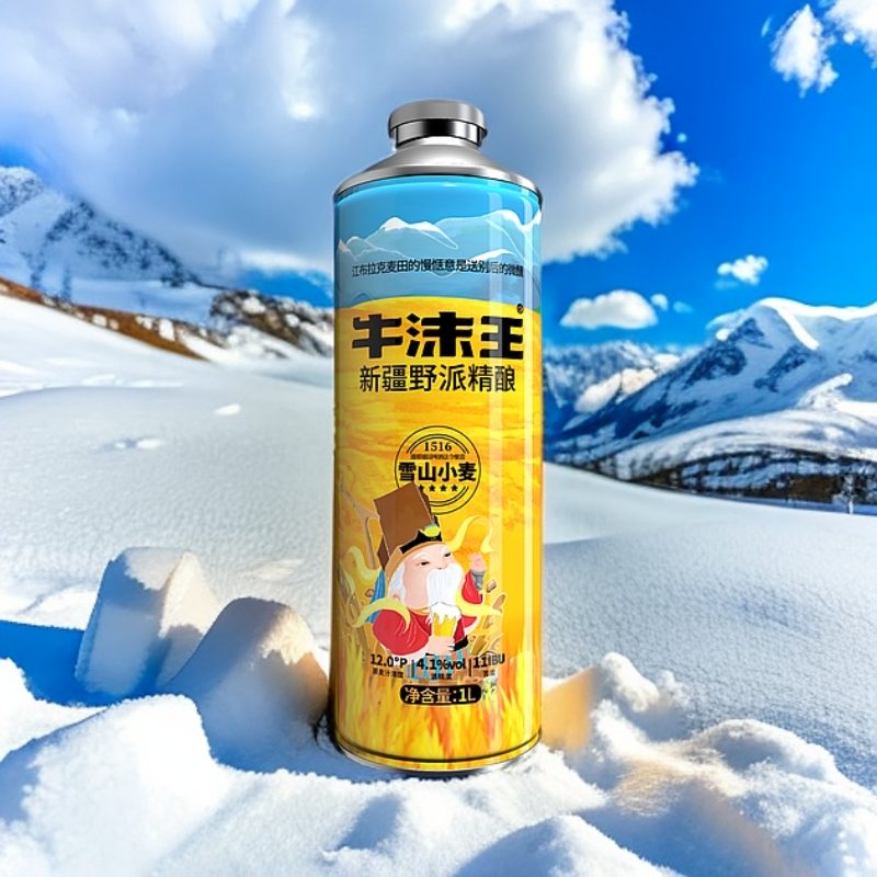 新疆特产天山雪融水酿造25天全麦发酵牛沫王雪山小麦网红啤酒
