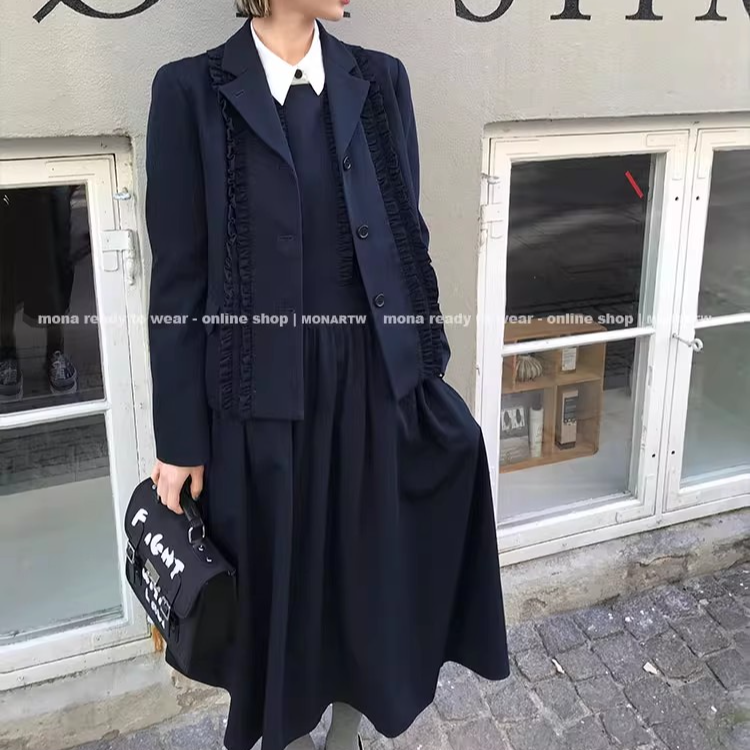 MONA 经典时尚气质高级感西装外套 木耳连衣裙小个子 2025新款