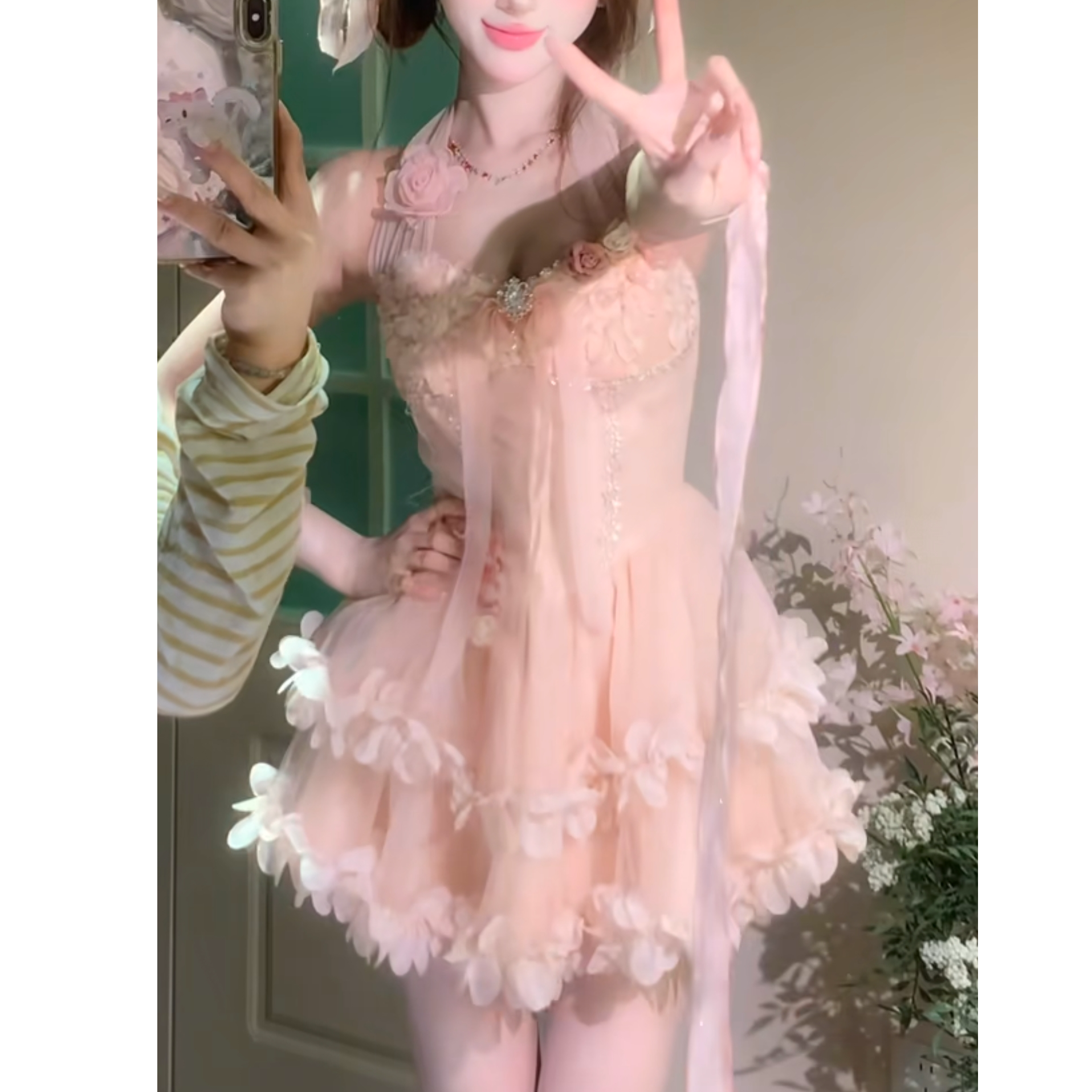 月光仙子 夏季新款纯欲风甜美温婉大方小众设计感收腰显瘦连衣裙