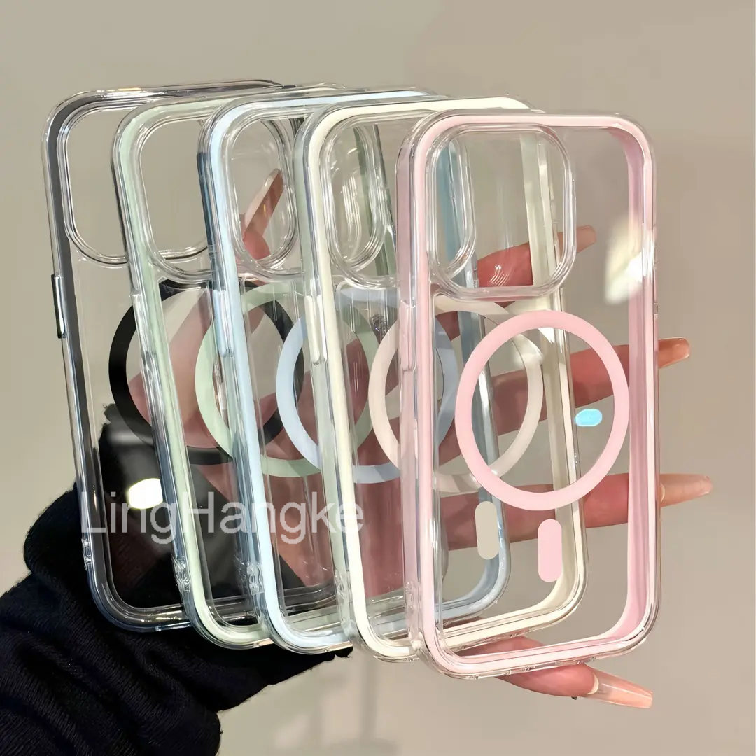 新款彩边磁吸适用苹果15/16手机壳iPhone14promax气囊防摔13/12新