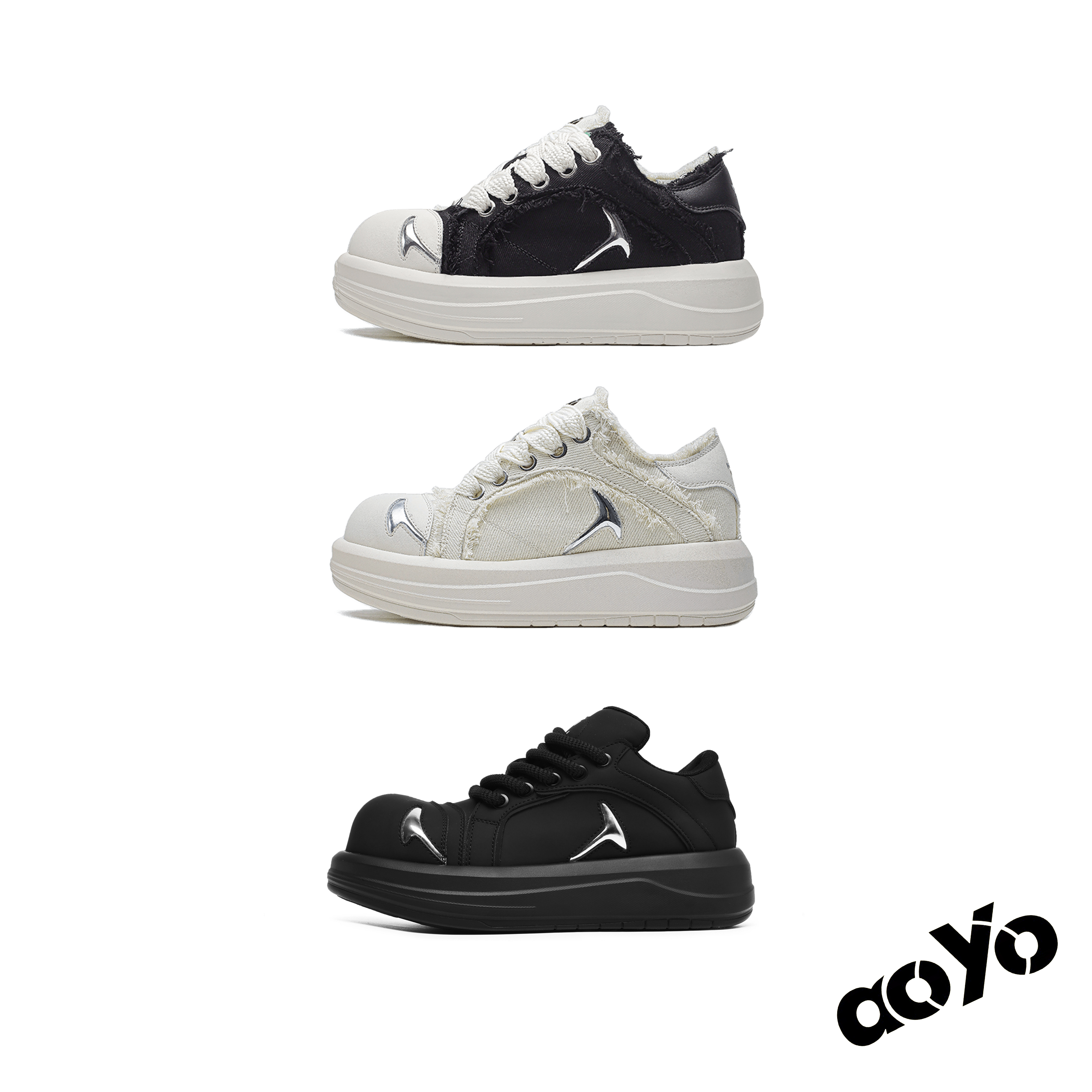 aoyo小众面包大头鞋厚底增高帆布鞋男女休闲百搭板鞋