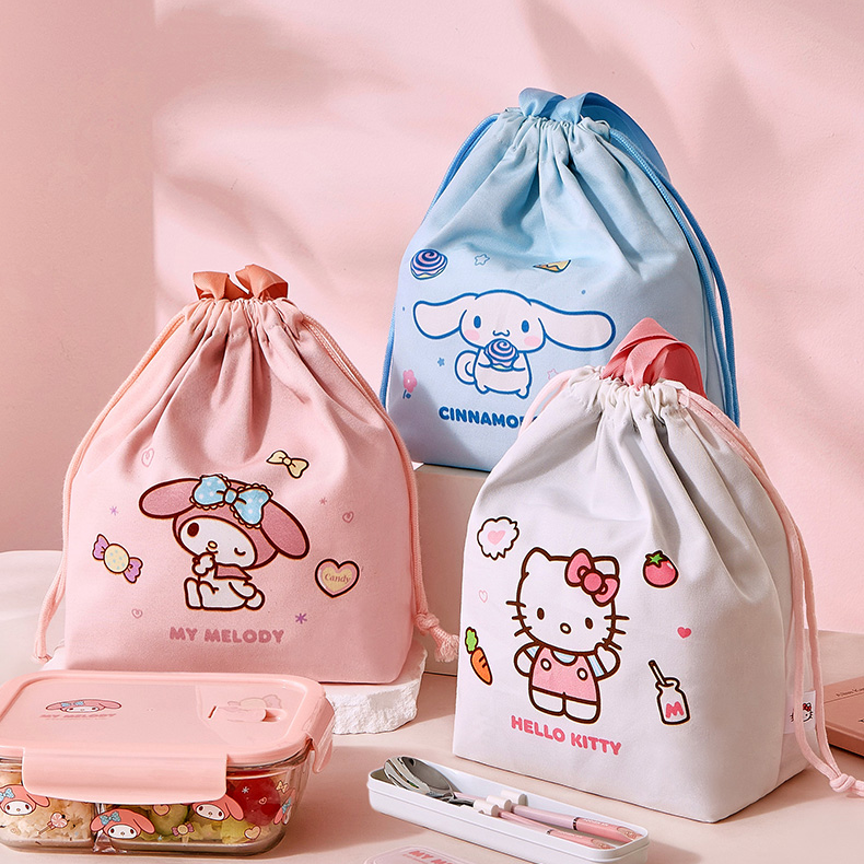 三丽鸥【饭盒袋小学生专用】7-12岁儿童可爱帆布便当包大容量手提包