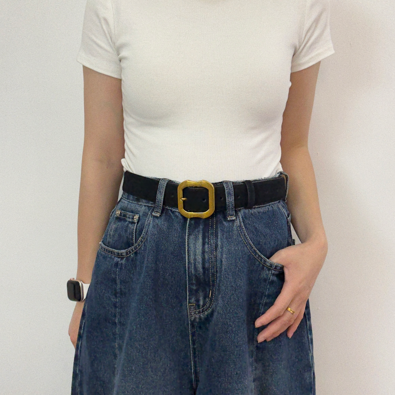 美拉德麂皮绒女士真皮腰带凹造型百搭高级感学生时尚牛仔裤皮带女