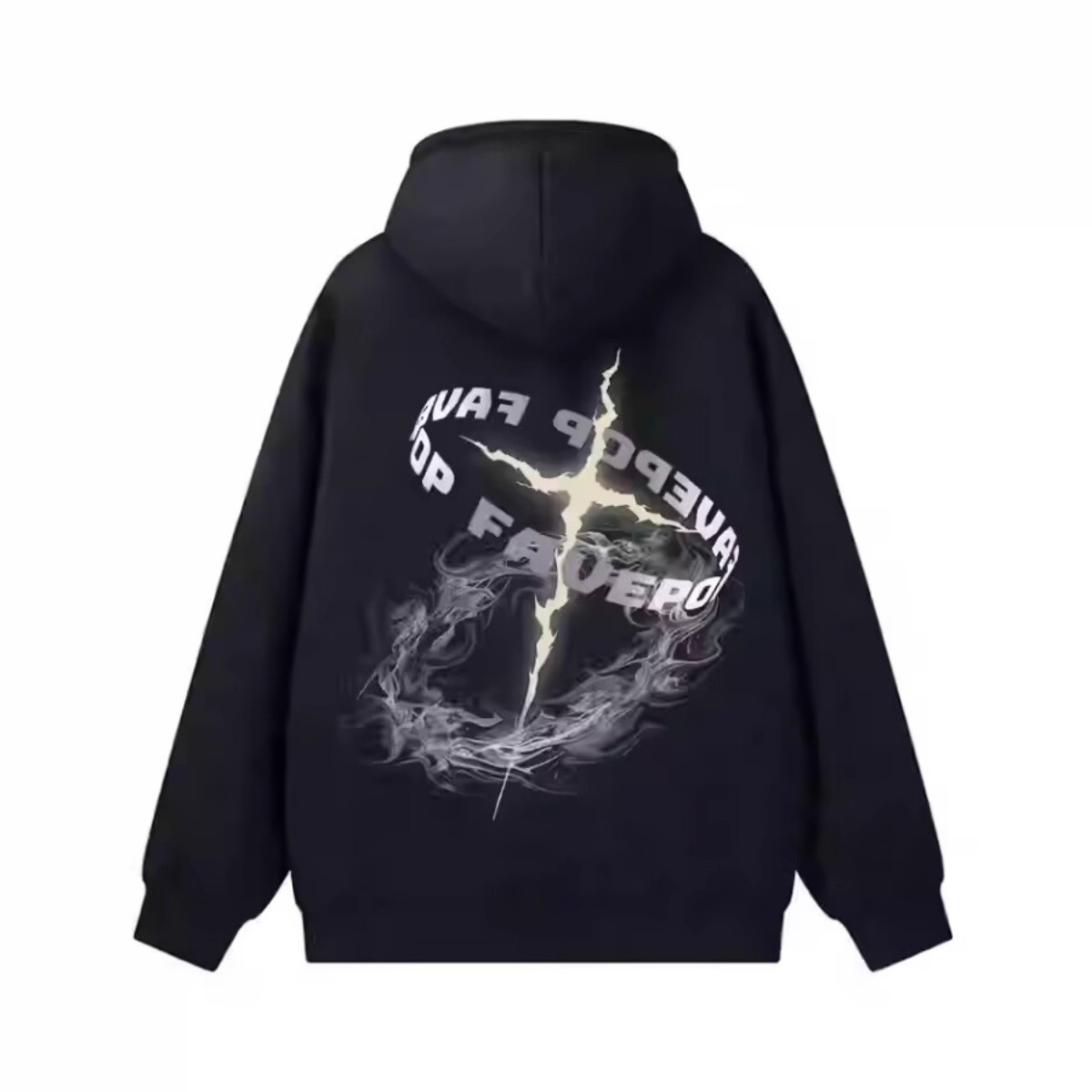 设计感创意字母印花连帽卫衣男女秋冬季宽松百搭加绒加厚外套上衣