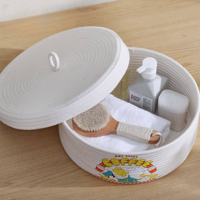 Disney/迪士尼联名学生收纳筐棉绳编织家居带盖大针线收纳筐桌面