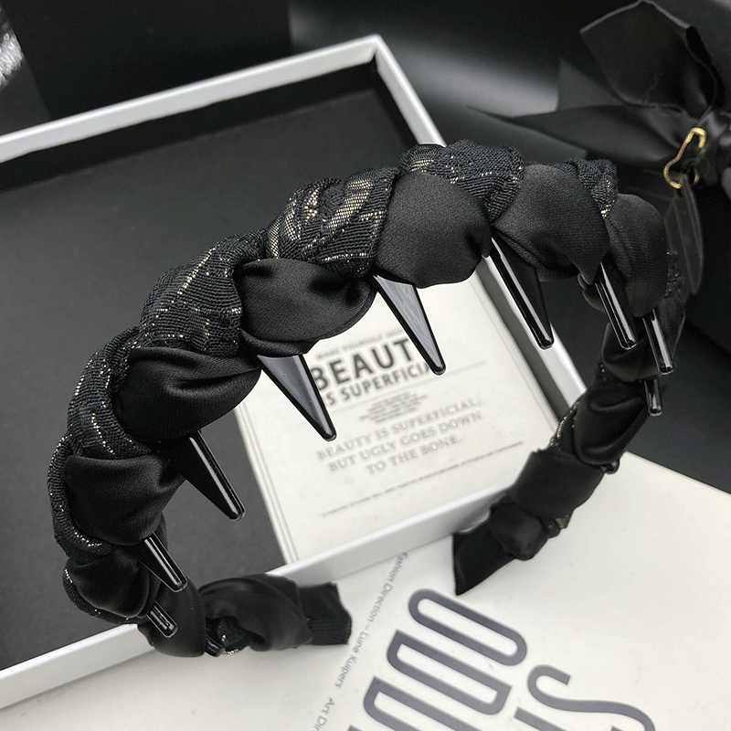 新款欧美风气质带齿防滑窄边编织发箍简约风小香风法式简约休闲风