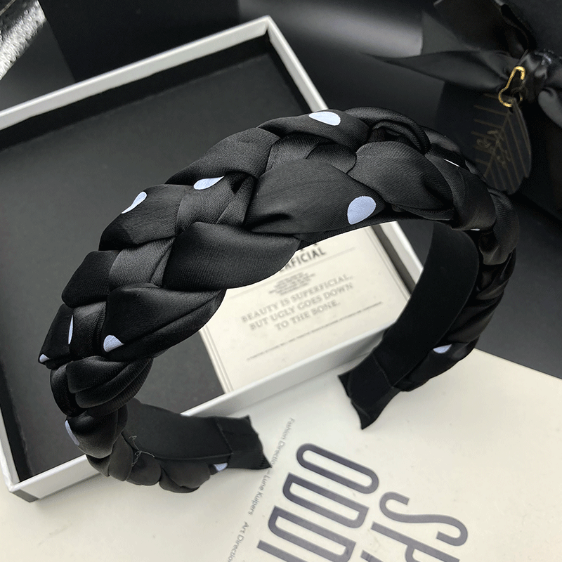 新款编织波点发箍女原创设计甜美发饰韩版饰品复古窄边发卡头箍