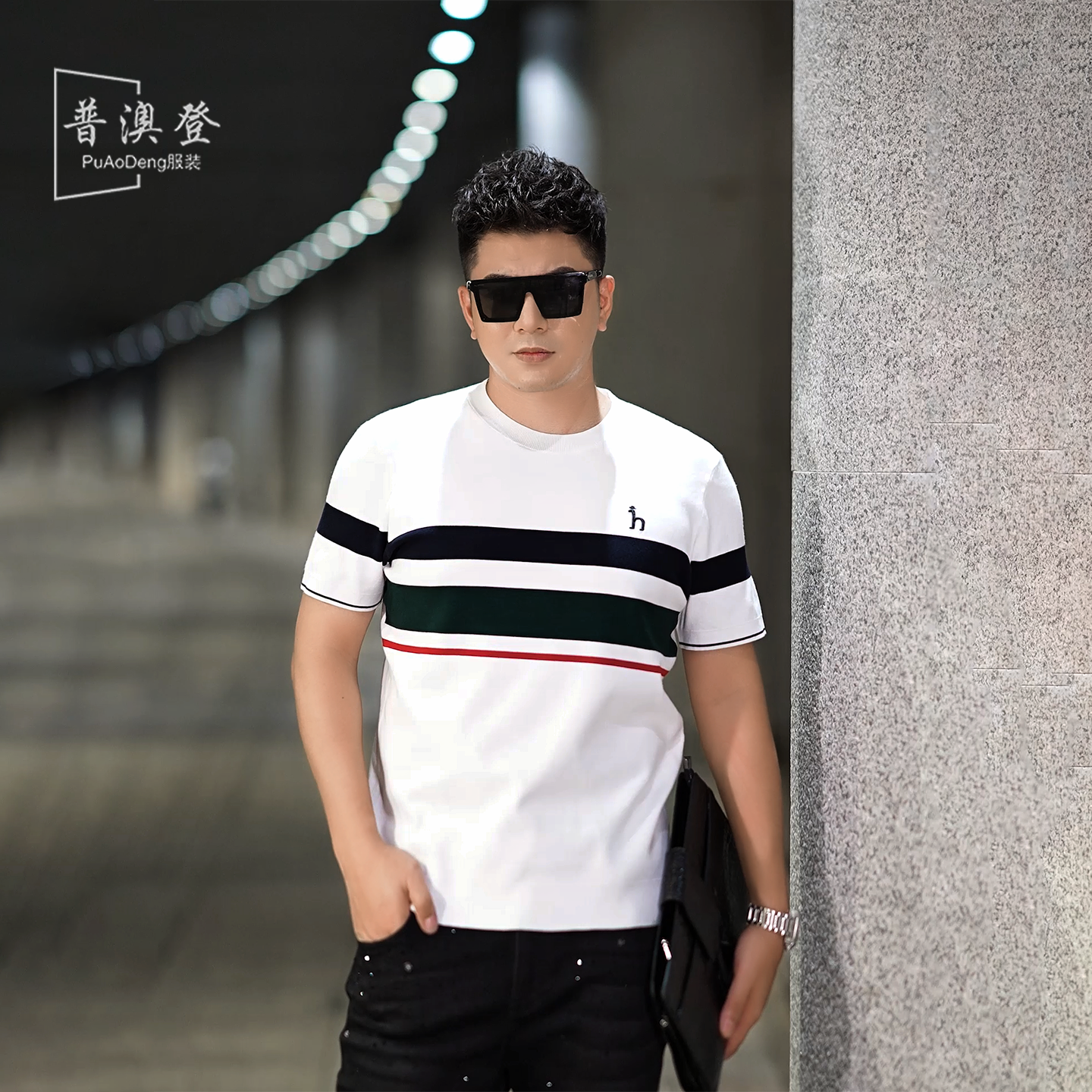 2025男生秋季高级感上衣潮流时尚百搭休闲字母刺绣男士针织衫毛衣