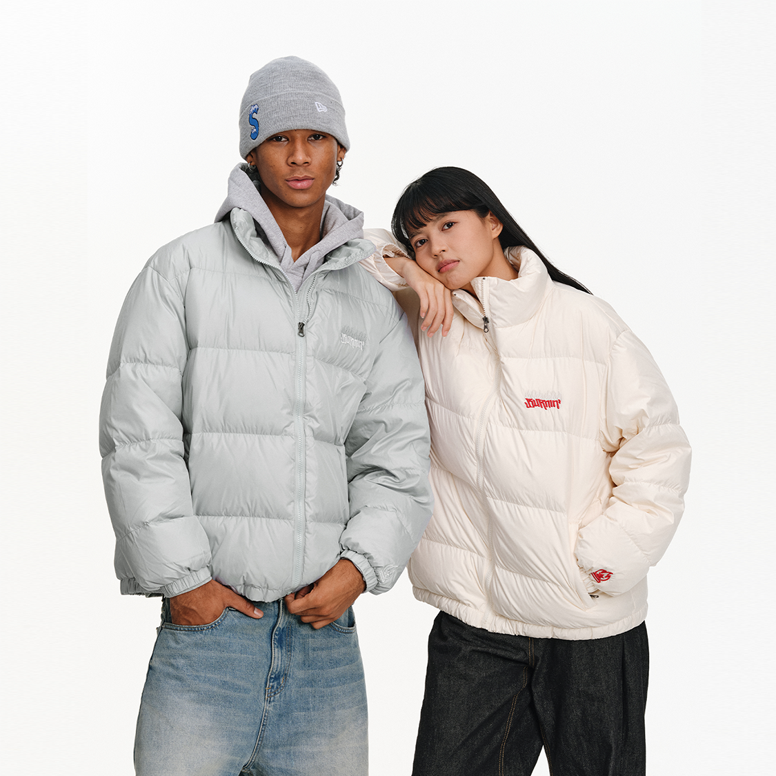 BURNIN*横排logo火焰羽绒服男女鸭绒加厚冬季保暖百搭情侣