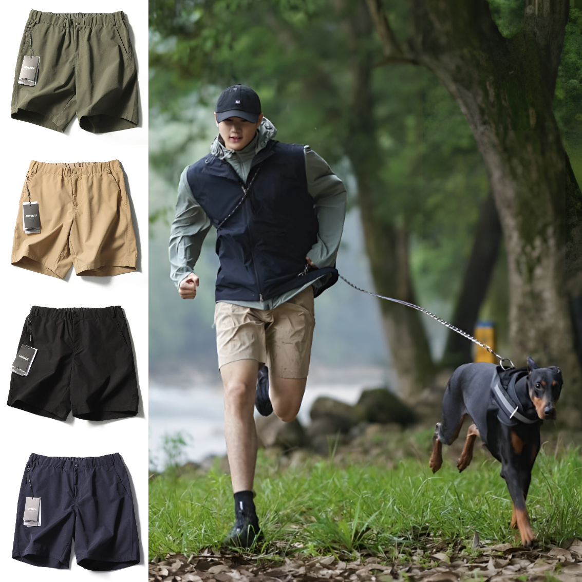 三角标系列夏季男女情侣矩阵网格透气耐撕裂时尚潮流百搭休闲短裤