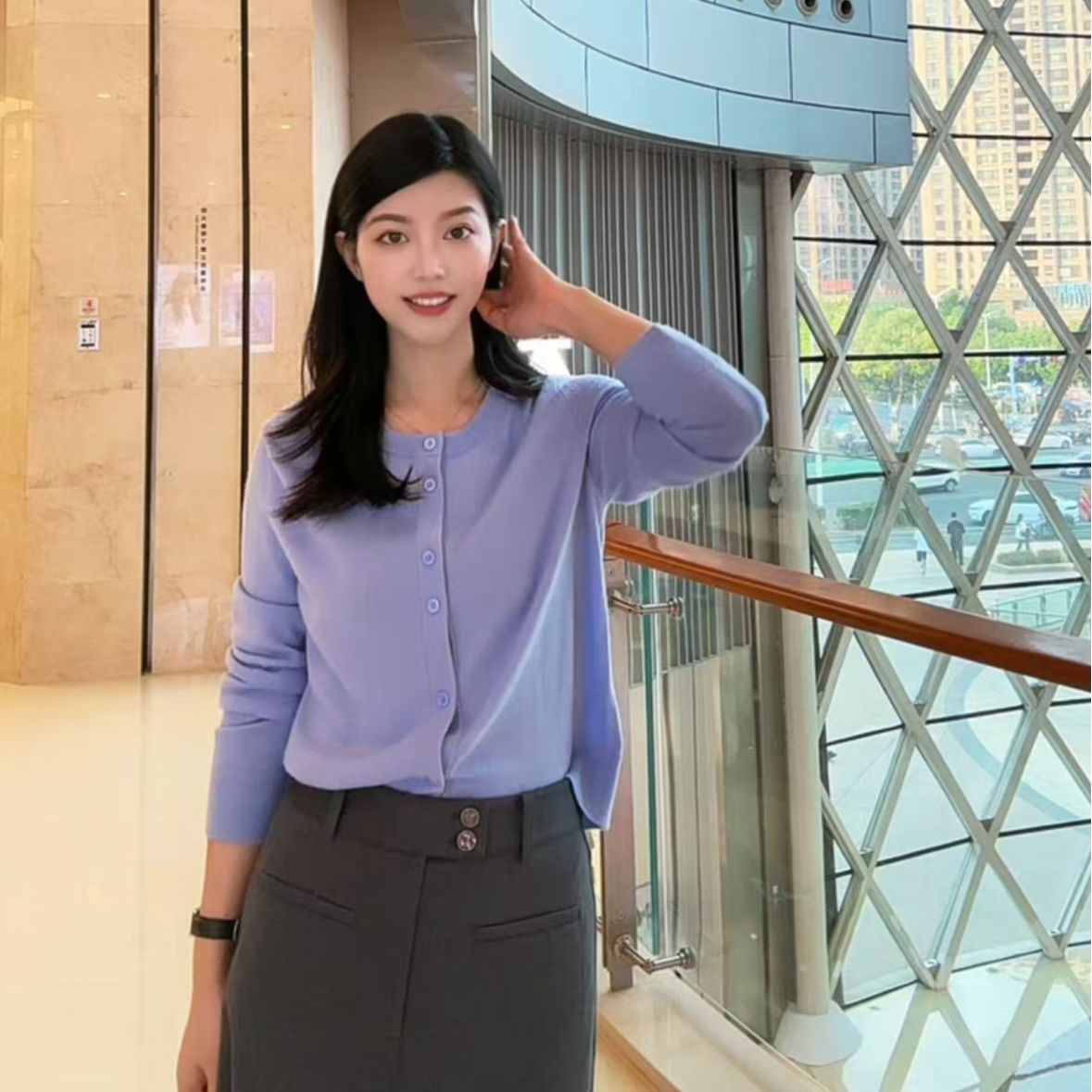 GIRDEAR/哥弟福利百搭圆领绵羊毛针织开衫148023