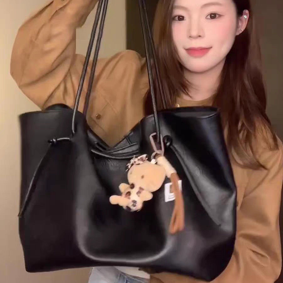 高级复古绑带软皮托特包女2025秋冬大容量PU皮质单肩时尚手提包包