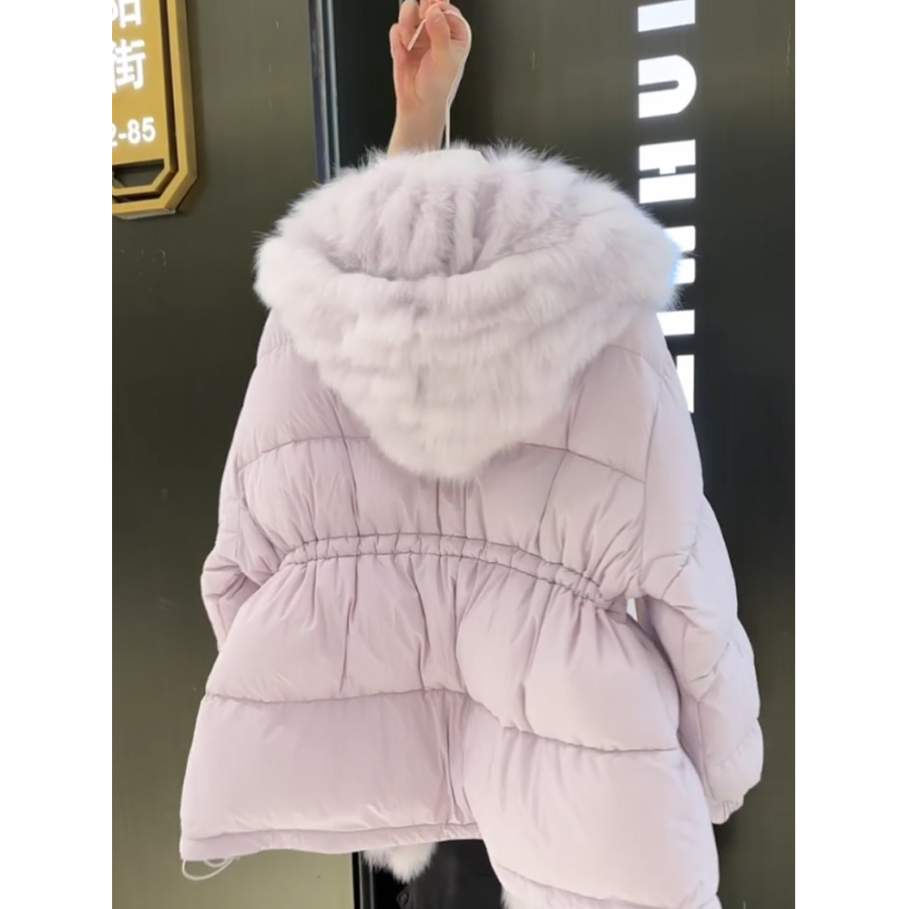 高级感大毛领连帽加厚保暖中长款棉服女2025冬季新款韩版时尚外套