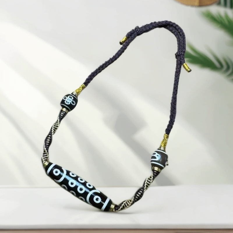 藏式玛瑙珠项链二十一眼天珠吊坠手工编织百搭男女锁骨链天然项链