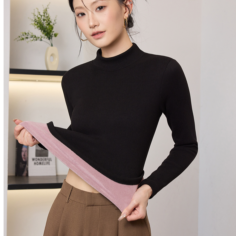 【加绒加厚半高领】韩版修身无痕贴身超保暖奥粒绒打底衫