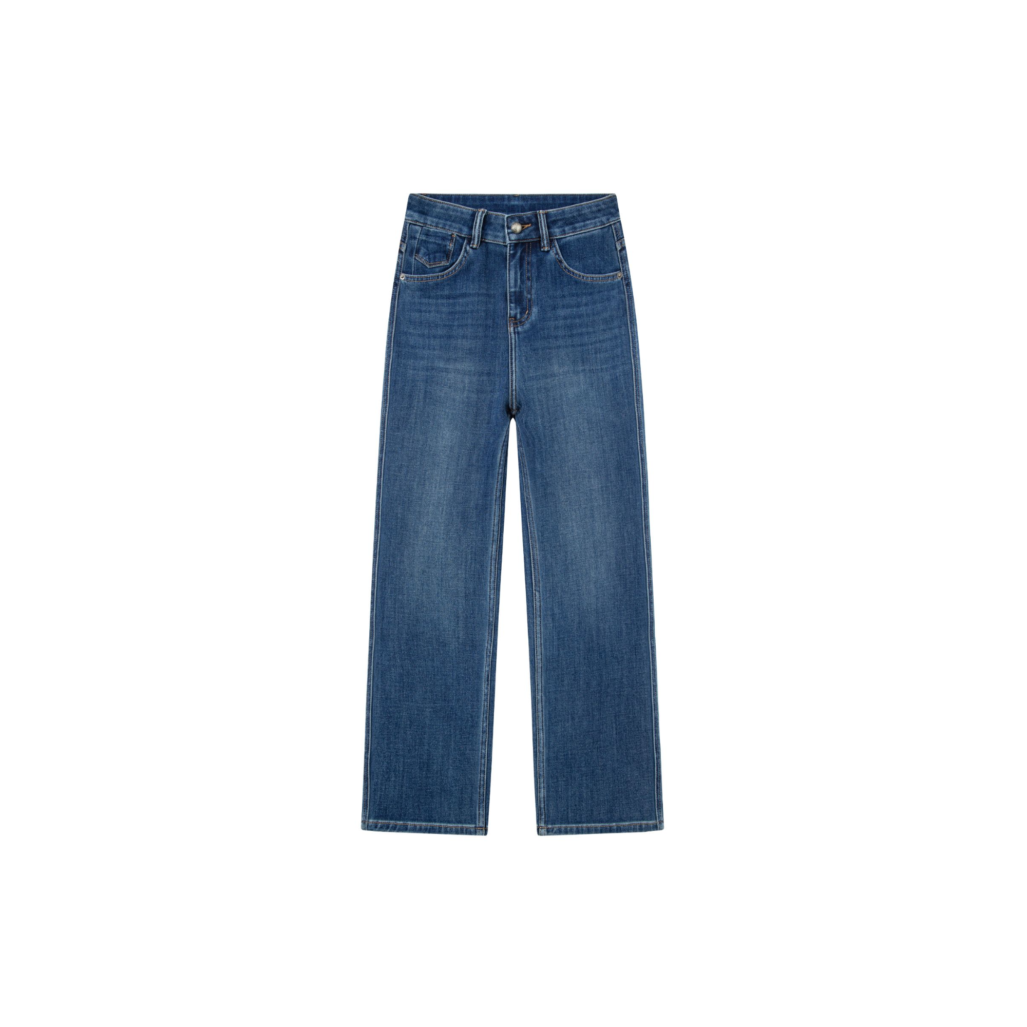 【秋季厚款】• 柏林蓝 • 高定设计大牌定制完美弹窄版直筒牛仔裤女