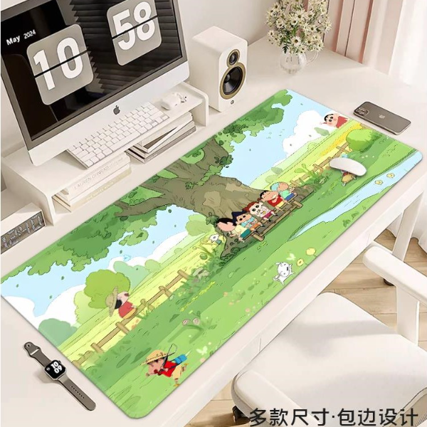 蜡笔小新鼠标垫超大号电脑桌垫可爱办公室键盘垫女生滑鼠垫定制