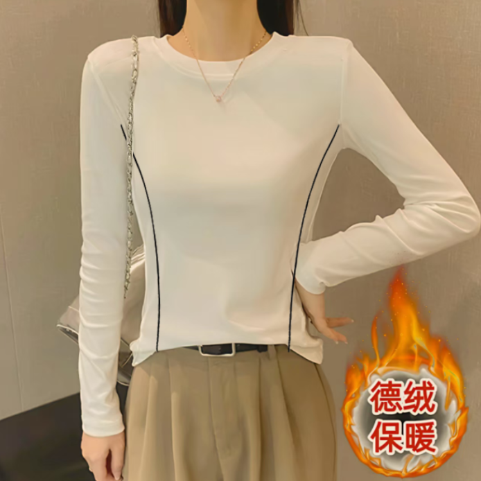 【新升级款】德绒 基础不挑年龄TG 德绒保暖长袖时尚圆领修身打底衫