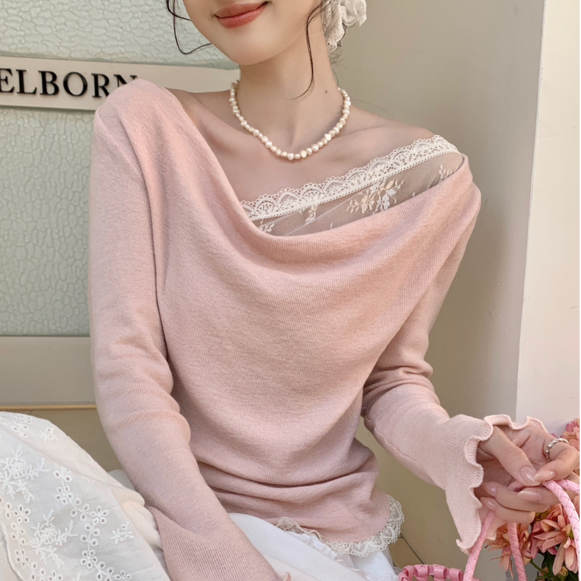 2025早春新款减龄蕾丝针织衫女温柔风软糯纯欲打底洋气上衣ins潮