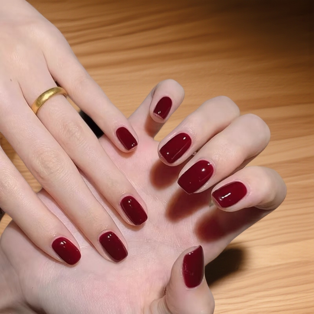 免烤快干持久指甲油2025年新款秋冬车厘子酒红色安全无毒高档美甲