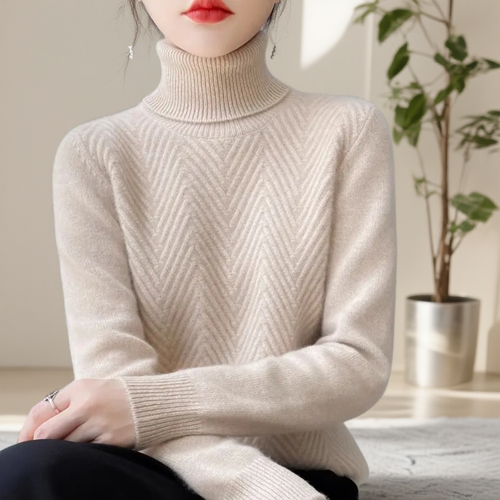 鄂尔多斯市100纯羊绒衫女秋冬加厚高领宽松冬季洋气女士羊毛毛衣