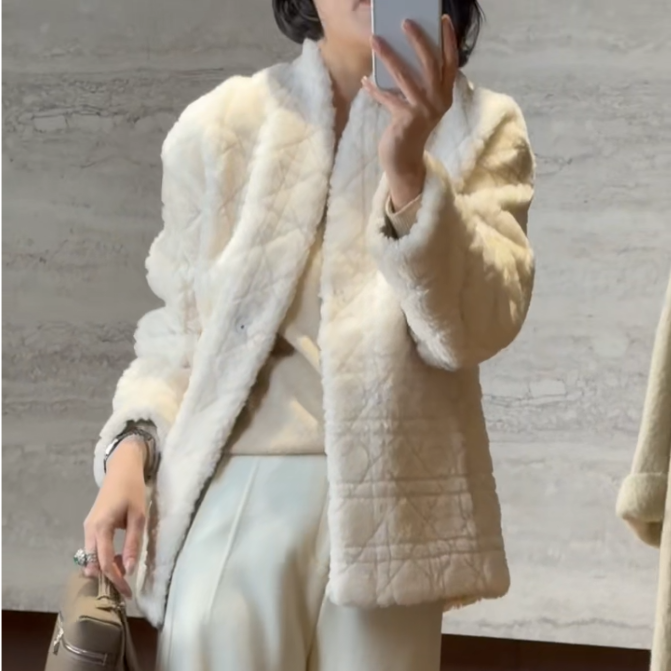 TANTAN短款时尚秋冬气质羊皮毛外套4101