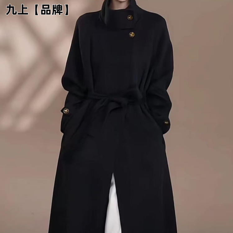 九上正品双面呢100%纯羊毛大衣黑色红色穿搭秋冬高级感毛毛呢外套