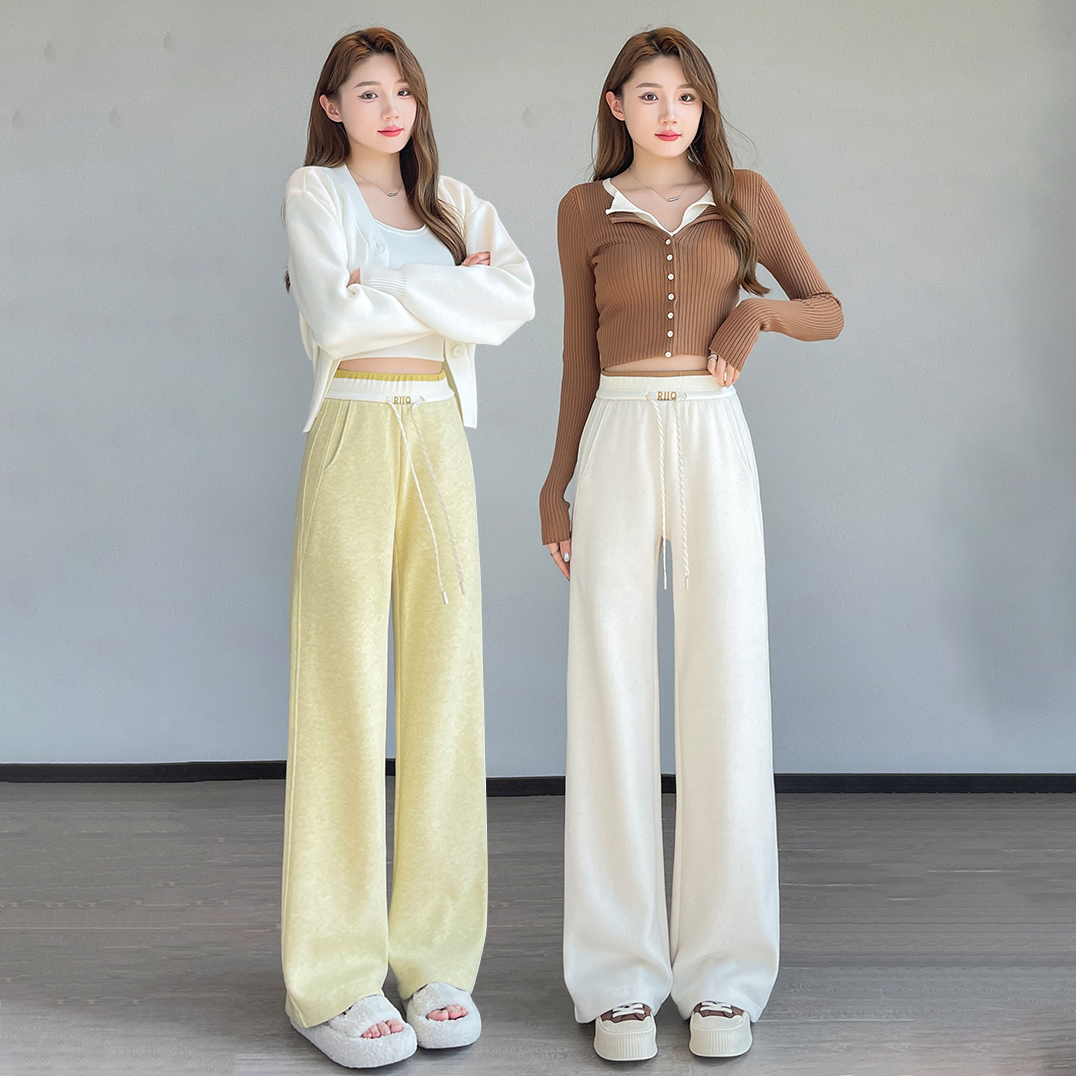 秋冬高腰休闲宽松垂感欧芙呢仙女裤2519