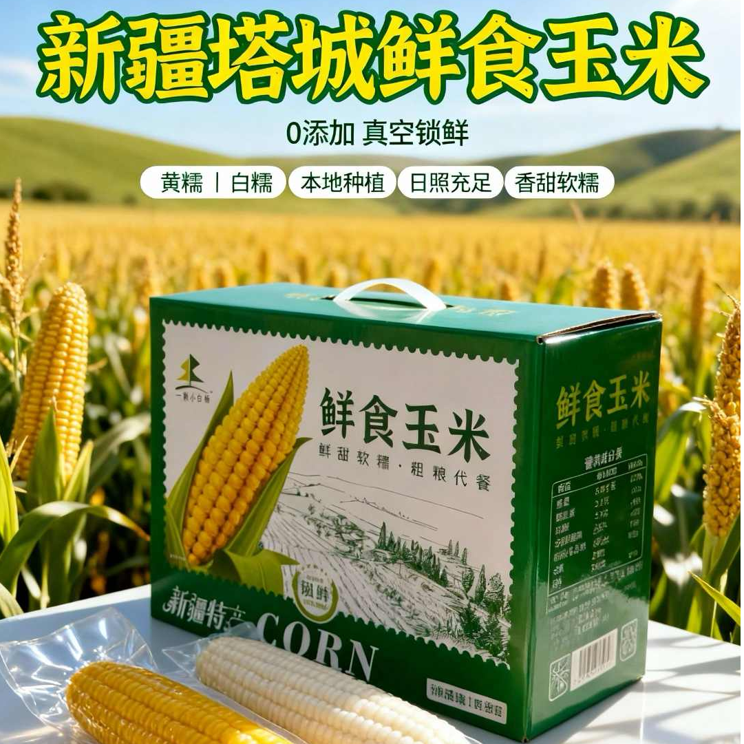 一颗小白杨头茬黄糯玉米真空包装软糯香甜代餐粗粮