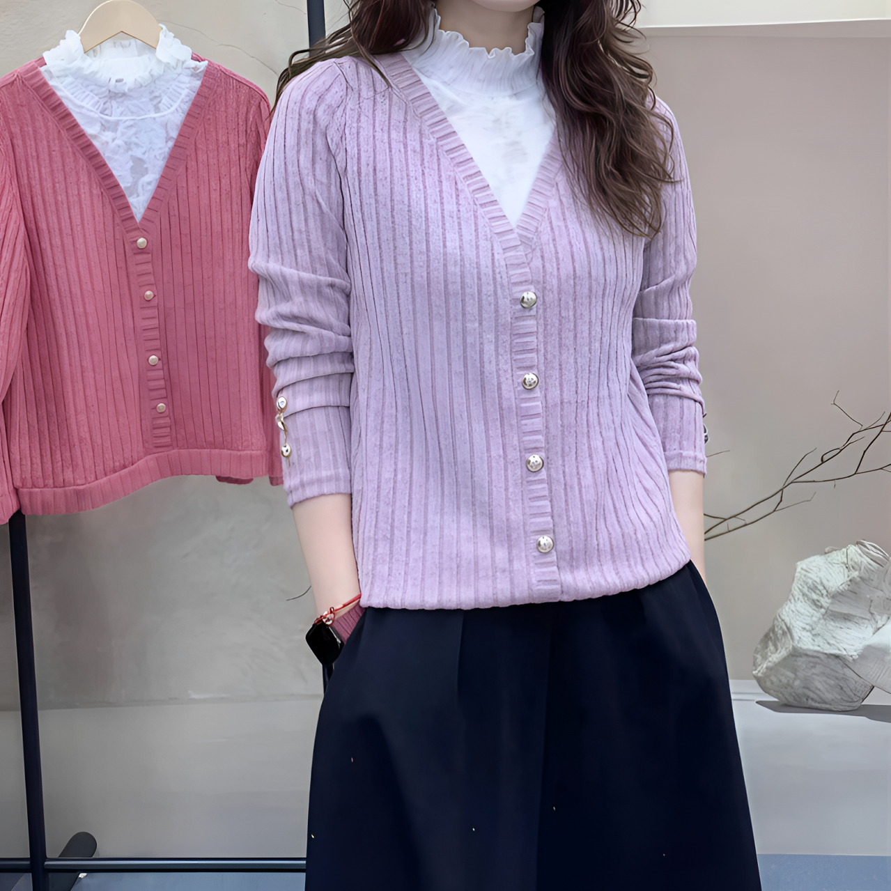 春季蕾丝半高领【假两件】磨毛弹力打底衫时尚休闲气质百搭上衣女装