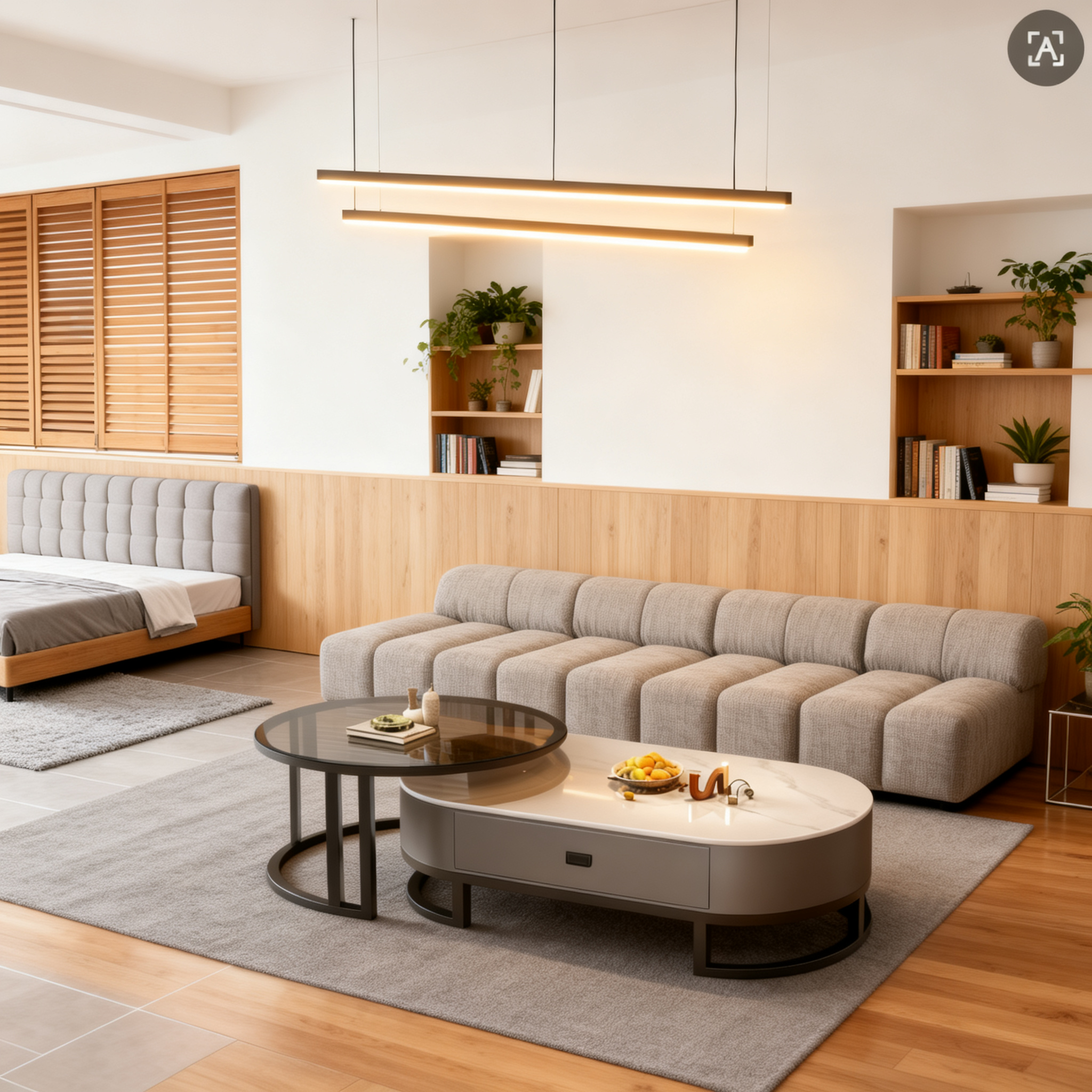 简约时尚茶几岩板玻璃台面2025新款可伸缩小户型客厅轻奢茶桌