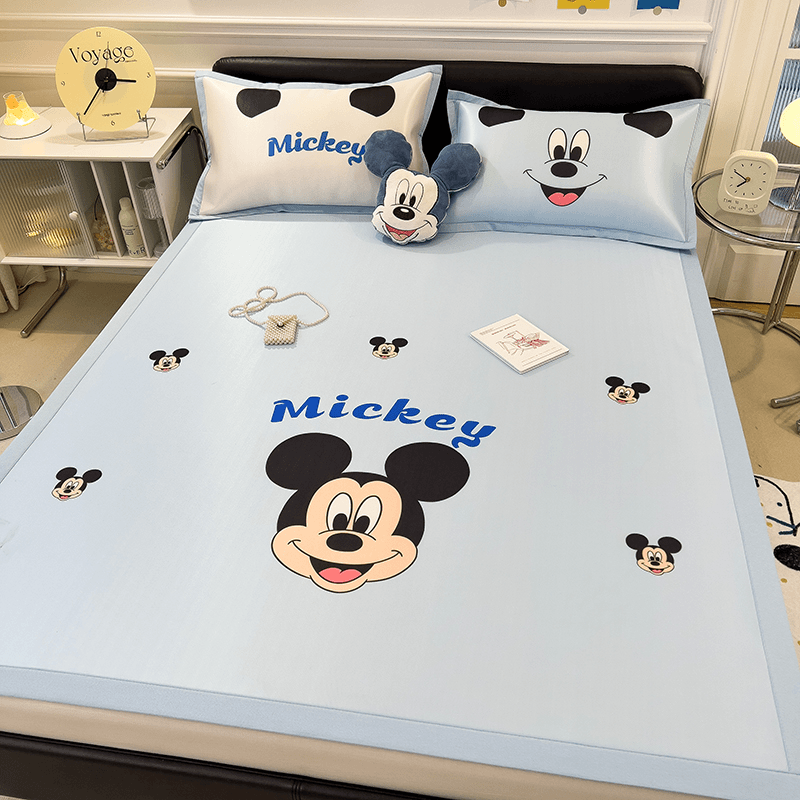 正版迪士尼冰丝凉席夏季凉感空调席套件亲肤透气可水洗儿童单人席