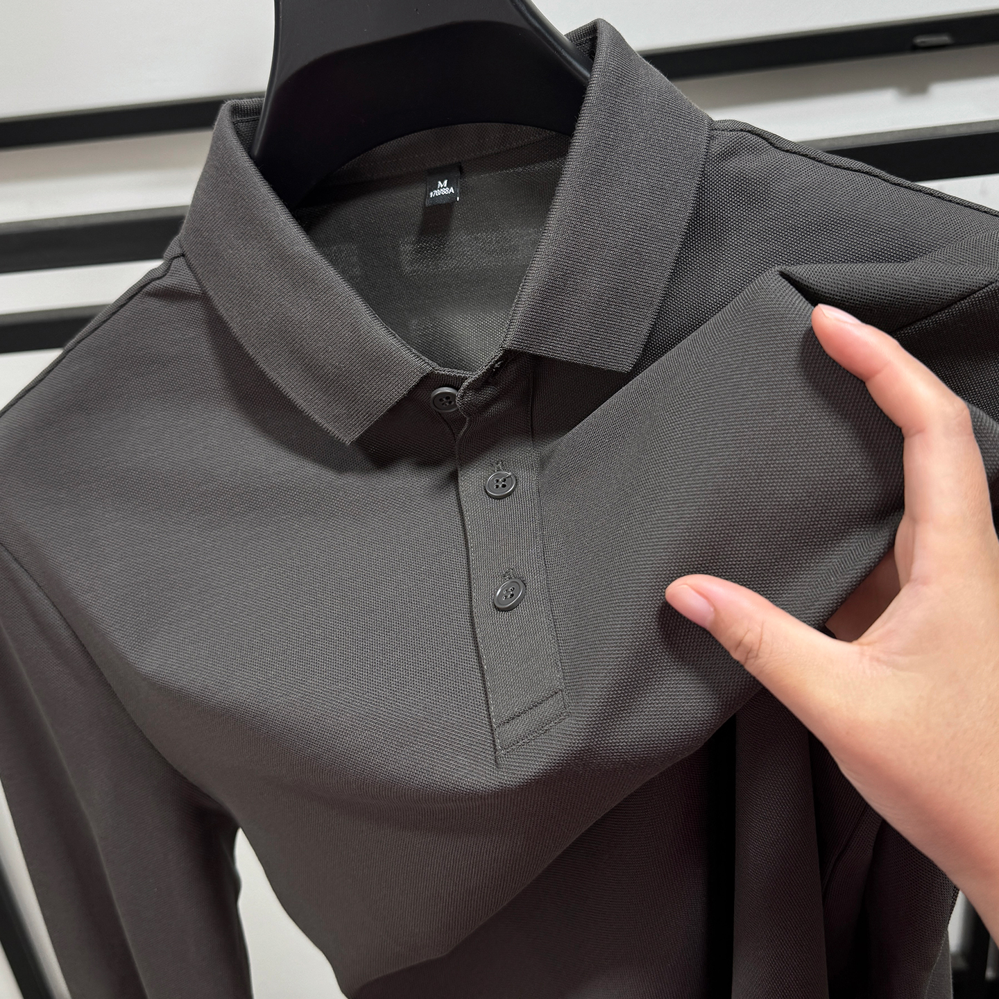 in cotton sea高档纯色长袖T恤男士秋季商务休闲百搭简约POLO衫