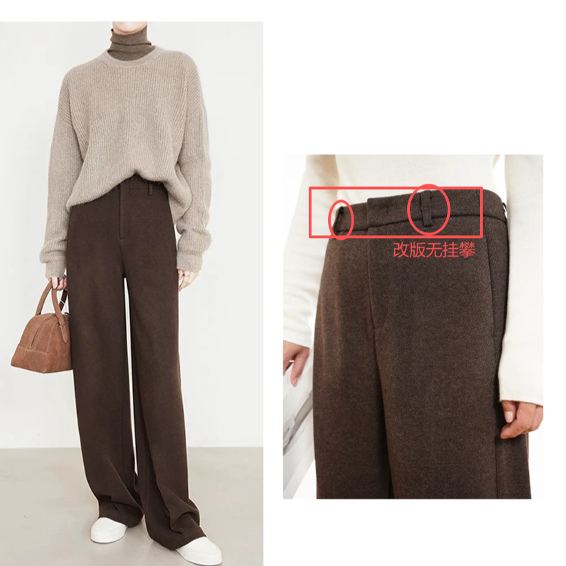 【冬日加厚】醋酸羊毛呢软糯不臃肿高腰阔腿裤休闲西装裤百搭