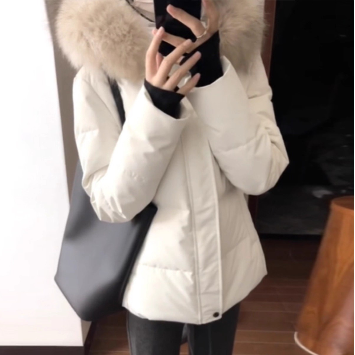 毛领派克服保暖收腰上衣冬天独特超好看棉袄白色棉服女2025年新款