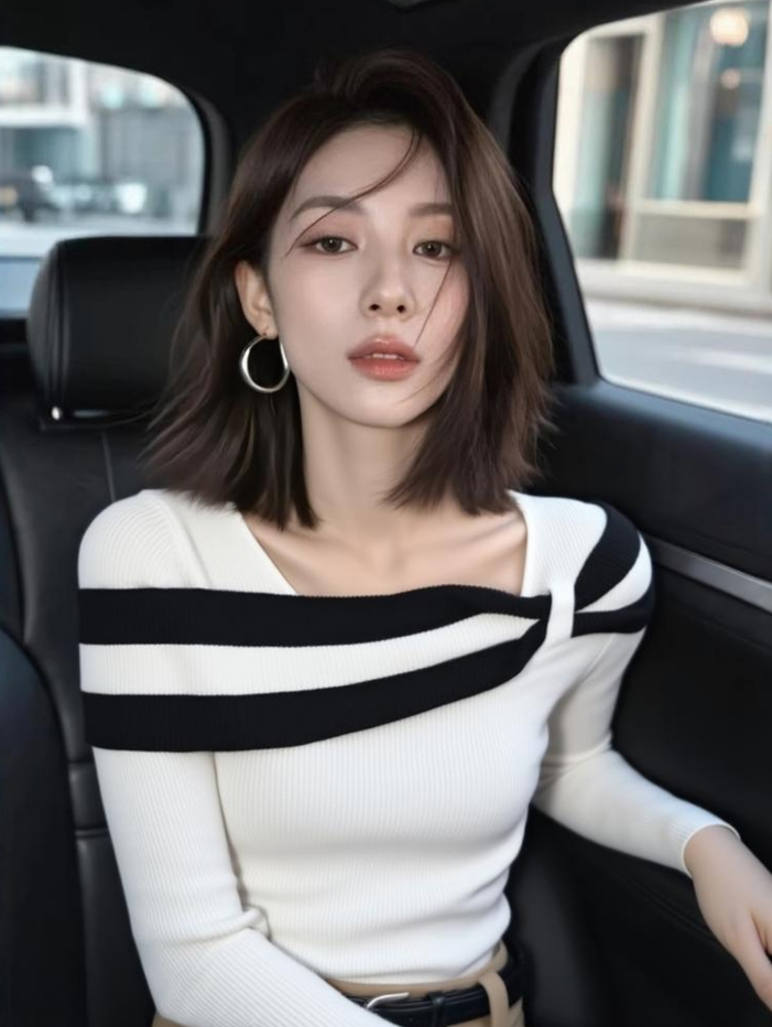 秋季高级感超好看软糯慵懒风独特别致小香风白色条纹内搭针织衫女