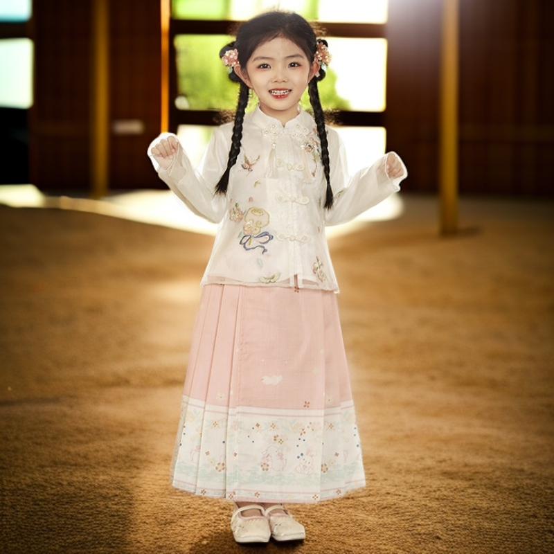 儿童秋季汉服超仙古风女童连衣裙民族风中国风唐装马面裙秋款童装