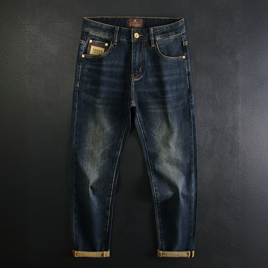 TERINELO/黛芮奈勒秋冬长裤中高腰男中腰秋季牛仔裤水洗春秋微弹