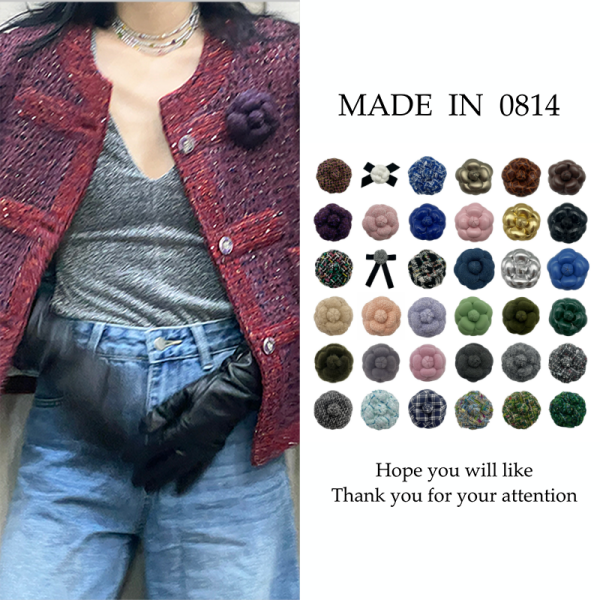 铜合金皮质胸针 MADEIN0814“山茶花女孩”手工百搭立体胸针发夹