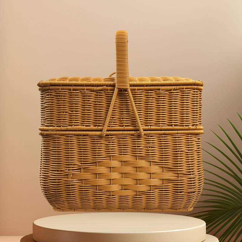 长方形双层拜拜篮家用储物篮户外野餐篮乔迁嫁娶喜箩喜篮