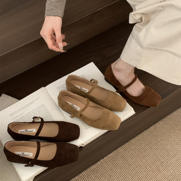 LB-B939平底单鞋女秋季玛丽珍女鞋法式一字带温柔晚晚鞋豆豆鞋