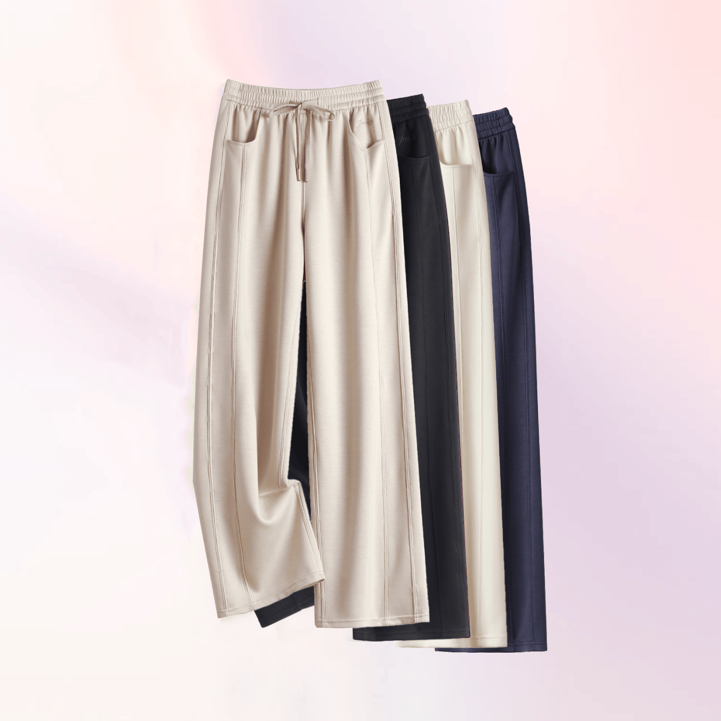 门店4&99！乐蒙休闲裤」品质空气层轻量舒适百搭直筒阔腿裤女C24605