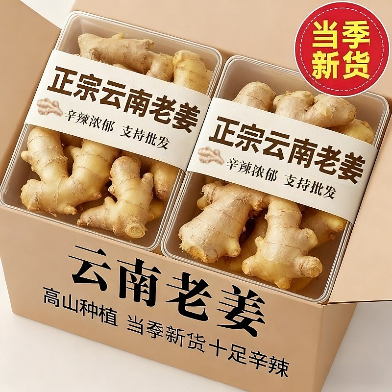 【5斤大块姜】正宗云南老黄姜新鲜现挖两年老姜月子姜增香去腥调料1