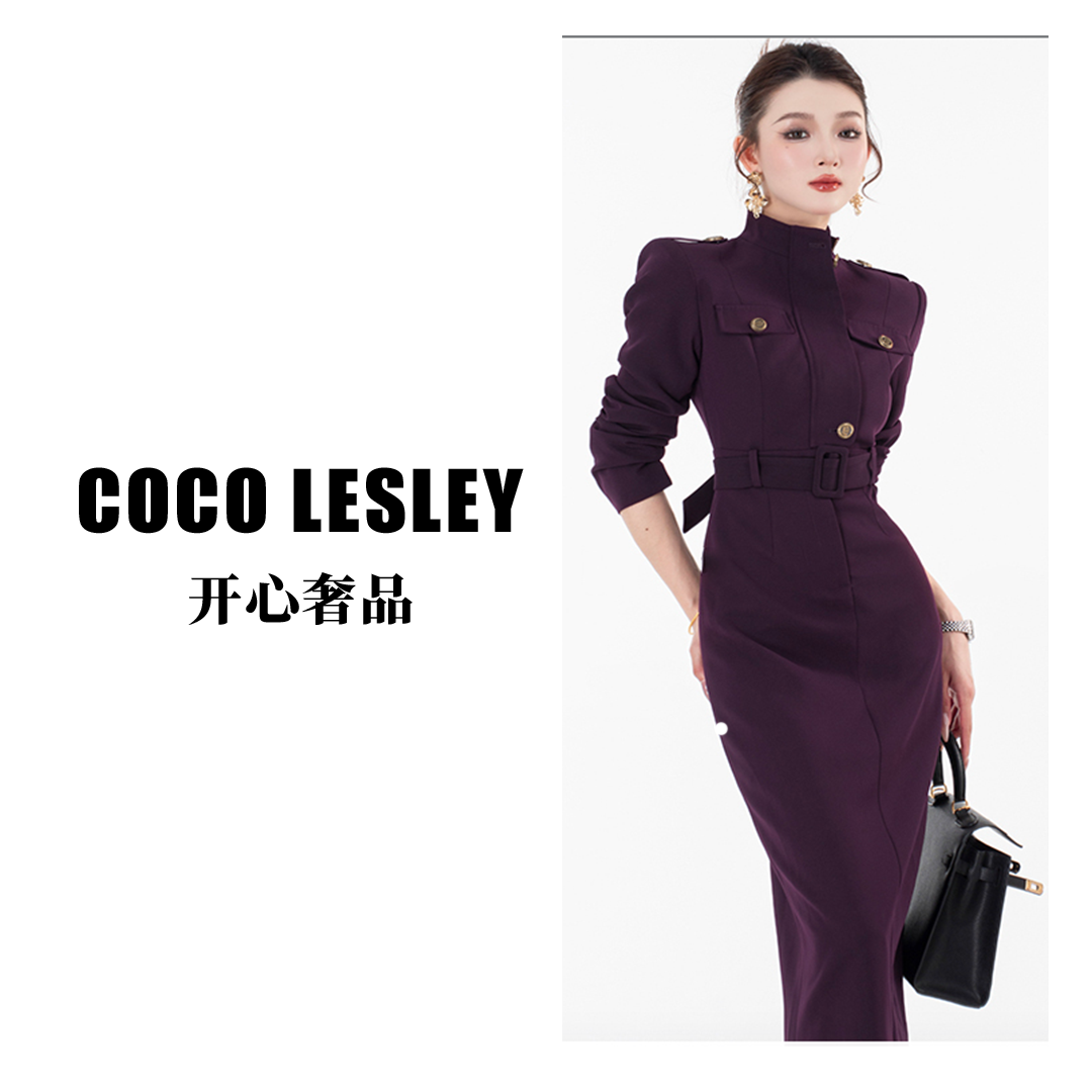 【开心奢品】2025秋季气质长袖百搭收腰内搭修身时尚女装连衣裙2698